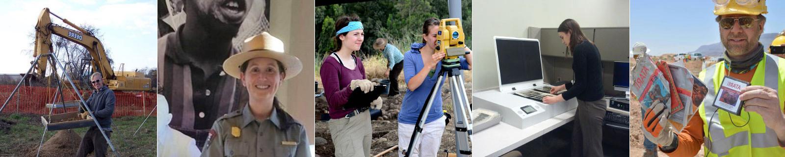 Collage of archaeology graduates on the job